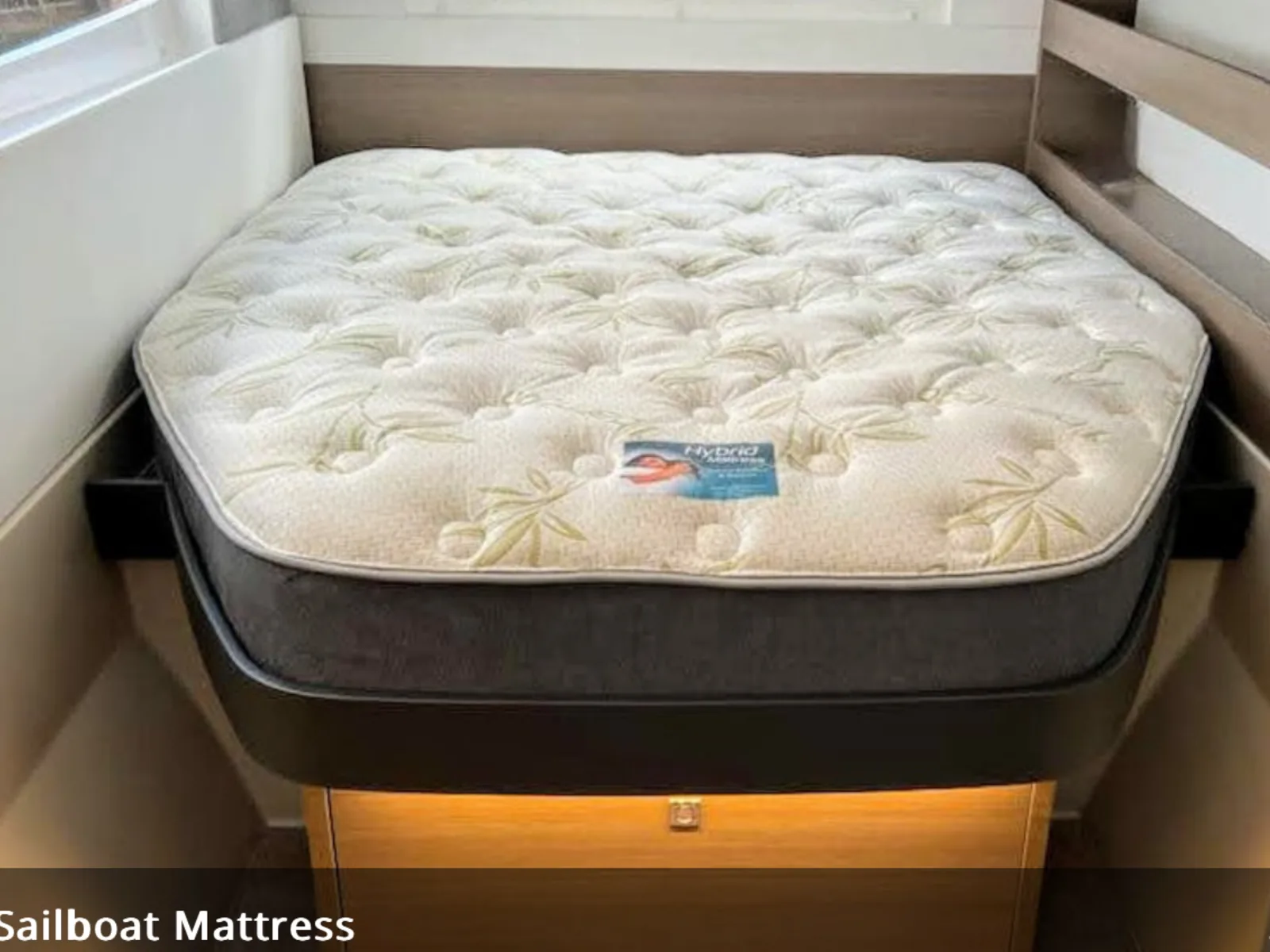 Custom-shaped boat mattress installed in place