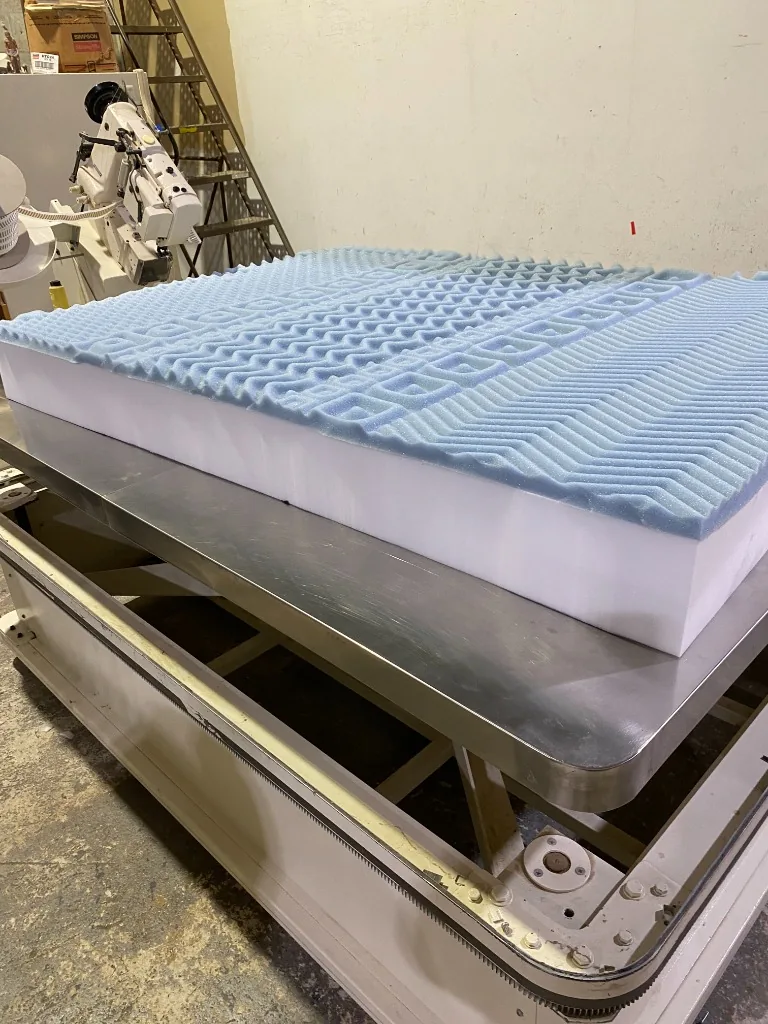 High density blue foam layer in production